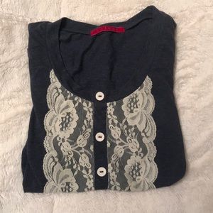 Lace Anthropologie Velvet shirt Small